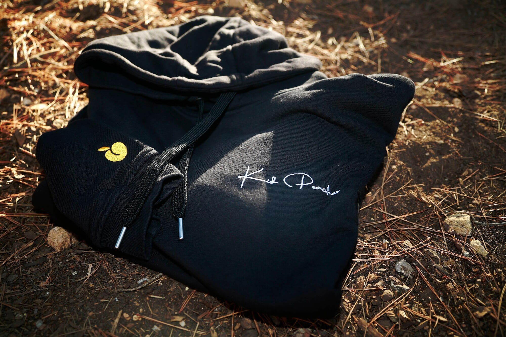 Black Eco Hoodie Forest Shot