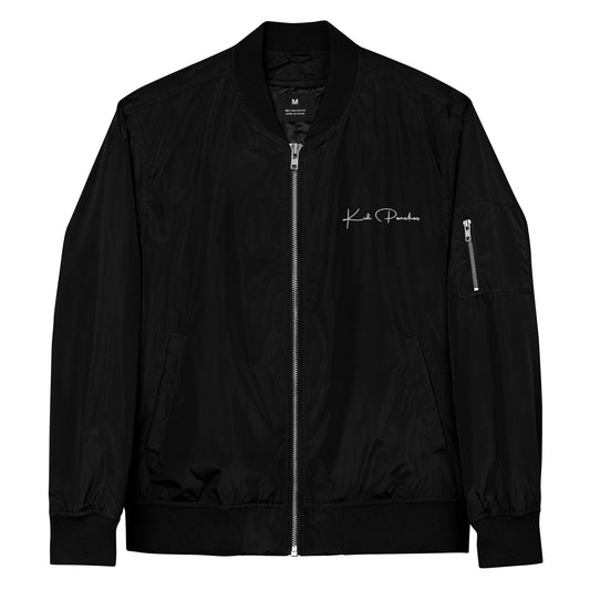 Black Recycled Bomber Jacket Front View