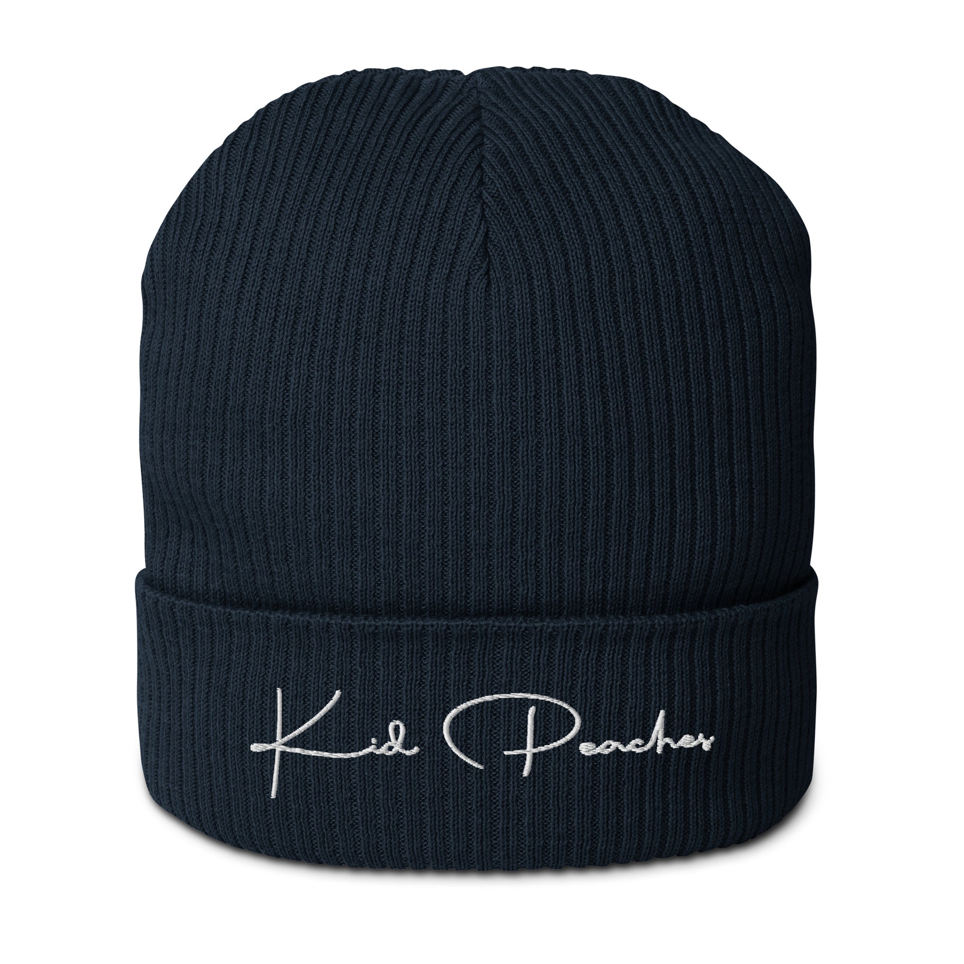 Oxford Navy Organic Ribbed Beanie Logotype