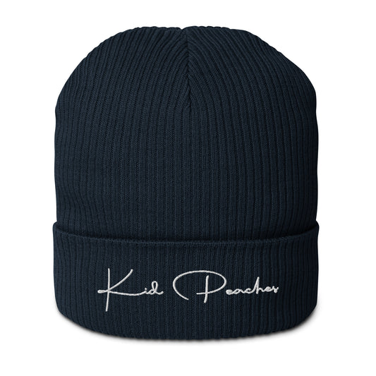 Oxford Navy Organic Ribbed Beanie Logotype